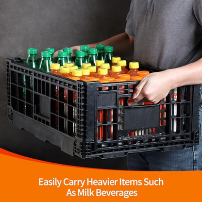 Collapsible Storage Bin Containe，52 Liter Transferheavy duty Black plastic storage box,milk crates heavy duty Transit storage (1)