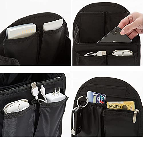 HOYOFO Mini Backpack Organizer Insert, Black, 7.7"L x 4.3"W x 10.6"H, Waterproof Nylon, Fits Small Backpacks - color: S-Black