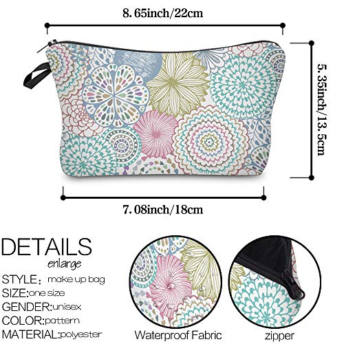 Deanfun Cosmetic Bag for Women, Mandala Flowers Waterproof Makeup Bags Roomy Toiletry Pouch Travel Accessories Gifts (51561) - color: 51561