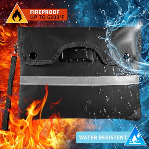 HOMELYLIFE Fireproof Docuement Bag, A5(11.4*8.5'') 6200°F Fire & Waterproof,Extra Thick Fireproof Cotton Lined for Home/Office,Secure Storage for Valuables,Cash,Contracts,Jewelry & Important Documents - size: A5 (11.4*8.5*1in)