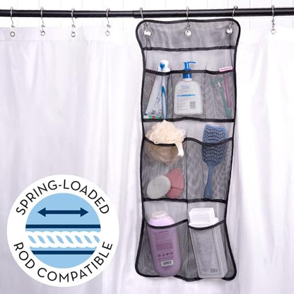 S&T INC. Shower Organizer, Shower Caddy & Bathroom Organizer, 2 Pack, Black | Quick Drying Mesh, 7 Pockets to Hold Shampoo, Soap, Loofah, and Cruise Ship Essentials - color: Black