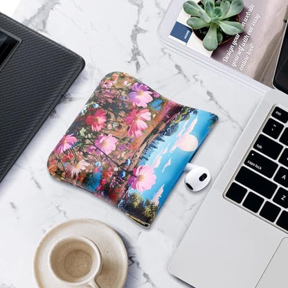 Travelambo Leather Squeeze Coin Purse Pouch Change Holder For Men & Women - color: Boho Floral