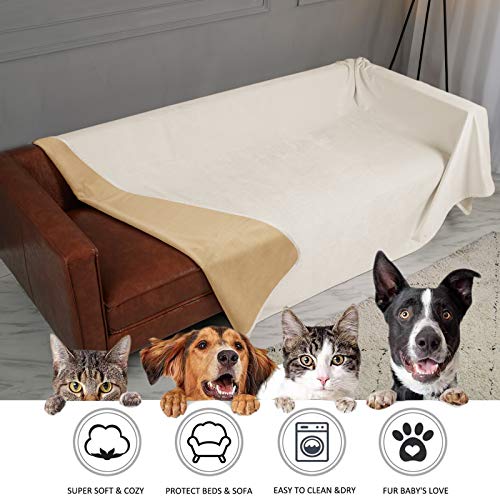 Ameritex Pet Bed Blanket Reversible 100% Waterproof Velvet Super Soft for Sofa and Bed (40x60 Inches, Cream+Sand) - color: Cream+sand, size: 40x60 Inches