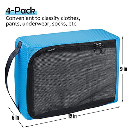 4-PACK Blue Organizer Cubes - Pack Luggage, Suitcase and Carry On Cubes - color: 4 PACK Blue Honeycomb