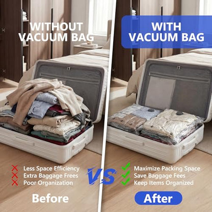 Vacuum Seal Bags for Clothing Travel with Rechargeable Air Pump, Carry-on Size Vacuum Bags for Travel, Space Saver for Clothes 24 Combo Size - size: 24 Combo Size