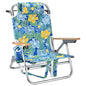 Backpack Beach Chairs for Adults Capacity 300 LBS Low 5 Position Beach Chair with Pouch Straps Folding Lightweight Reclining Aluminum Wide Lay Flat Single - color: 10in Wood Yellow Flower 1 Pack