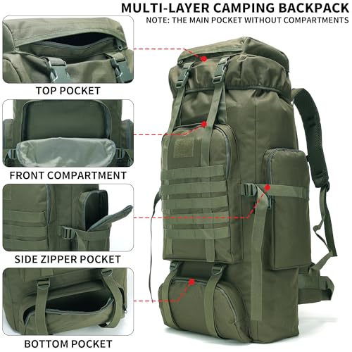 Hiking Backpack for Men 70L/100L Camping Backpack Military Rucksack Molle 3 Days Assault Pack for Climbing | Camping Backpack - color: 70l-olivegreen