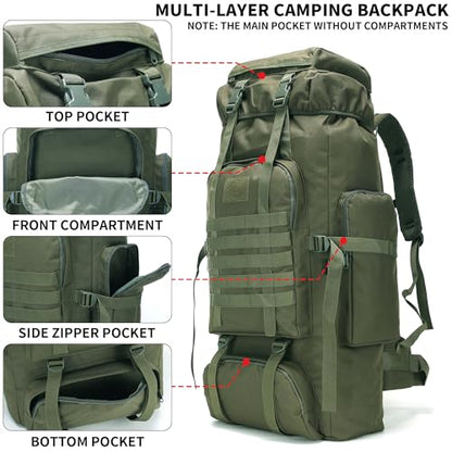 Hiking Backpack for Men 70L/100L Camping Backpack Military Rucksack Molle 3 Days Assault Pack for Climbing | Camping Backpack - color: 70l-olivegreen