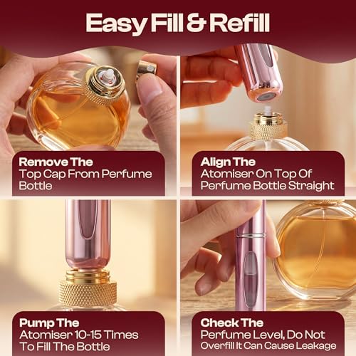 5ml Travel Perfume Bottle Refillable Atomizer Sprayer for Perfume,Leakproof Perfume Atomizer Travel, Portable Refillable Perfume Bottles, (Blue, Pink, Gold, Silver) - color: Blue, Pink, Gold, Silver