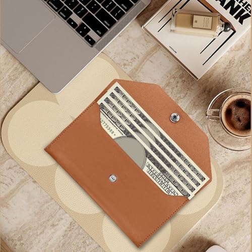 Pu Leather Cash Envelope Wallet - Reusable Cash Stuffing Wallet for Men and Women -Brown - color: brown