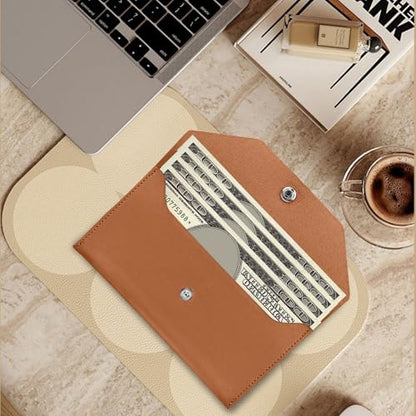 Pu Leather Cash Envelope Wallet - Reusable Cash Stuffing Wallet for Men and Women -Brown - color: brown