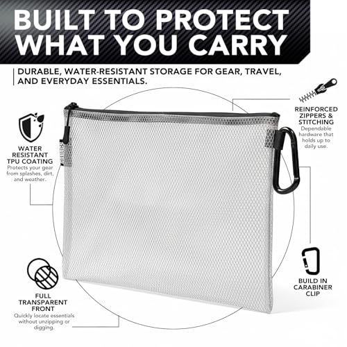 GOBAGS Air Production Multi‑Size Clear Zipper Pouch (4‑Pack) – Cable Organizer & Travel Gear Bag for Electronics, Camera Accessories, Tool Pouch & Small Tech Storage - color: Black, size: Multi-Size