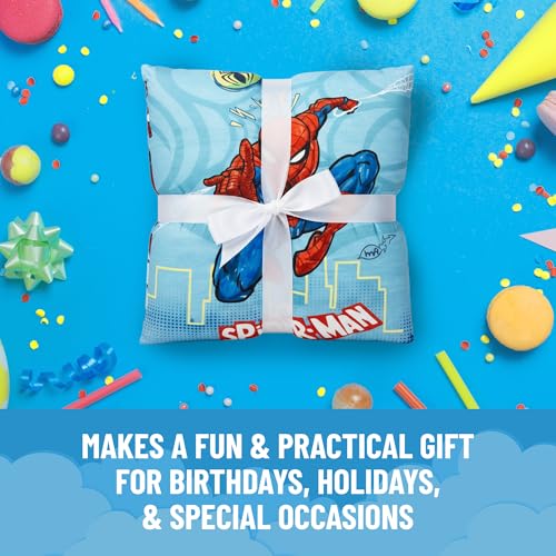 Jay Franco Kids Slumber Bag and Pillow - 54 x 27 Inch Comfy Indoor Sleeping Bag for School and Sleepovers, 2 Piece Set, Blue - Spiderman - color: Blue - Spiderman