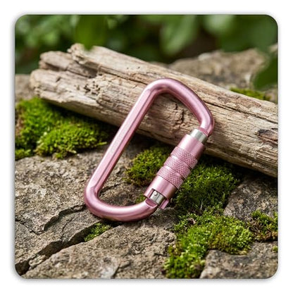 FresKaro 3inch 12kN-2698lbs Auto Locking Carabiner Clips, Solid D Shape, Heavy Duty 7075 Aluminum, Lightweight 1.09oz, Rust Proof, for Hammock, Hiking, Dog Leash, Keychain etc., Multi-Colors - color: Pink-2pcs