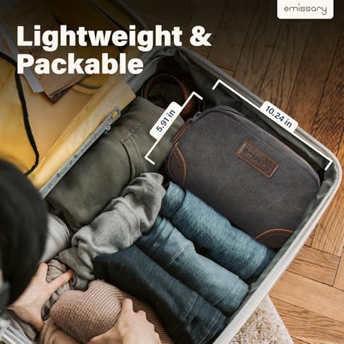 emissary Toiletry Bag for Men, Canvas Travel Toiletry Bag Men's Dopp Kit, Water-resistant Bathroom Bag Mens Shaving Kit, Travel Kit Small Bags, Shaving Bag, Toiletry Bags - color: Gray