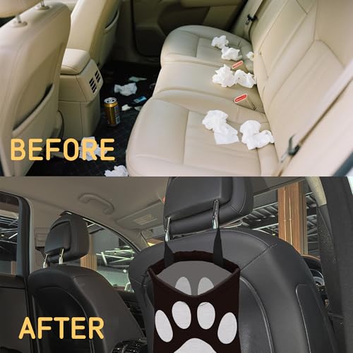 Dog Paw Car Garbage Bag, Small Car Trash Bag with Drawstring Closure and Adjustable Buckle for Car Back Seat, SUVs, Camping, Road Trips - color: Dog Paw