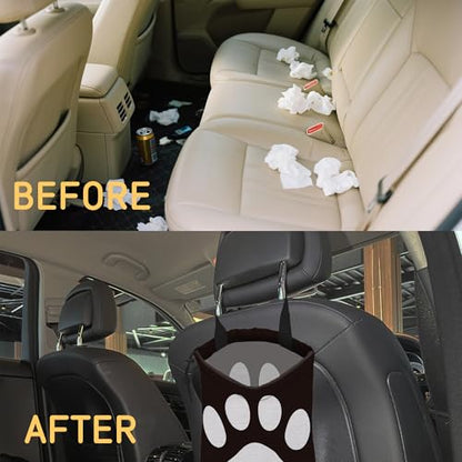 Dog Paw Car Garbage Bag, Small Car Trash Bag with Drawstring Closure and Adjustable Buckle for Car Back Seat, SUVs, Camping, Road Trips - color: Dog Paw