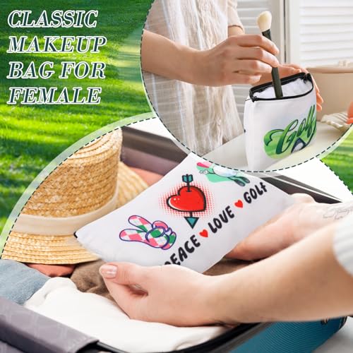 Eccliy 20 Pcs Golf Makeup Bag Golfer Cosmetic Bag Canvas Gifts Golf Accessories for Girls Toiletry Pouch with Zipper for Women Team Party - size: 8 x 5 Inch, style: Golf