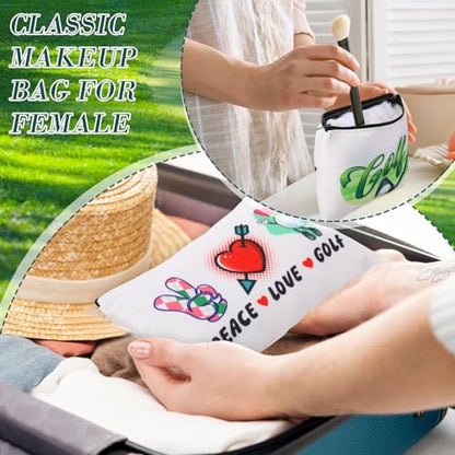 Eccliy 20 Pcs Golf Makeup Bag Golfer Cosmetic Bag Canvas Gifts Golf Accessories for Girls Toiletry Pouch with Zipper for Women Team Party - size: 8 x 5 Inch, style: Golf