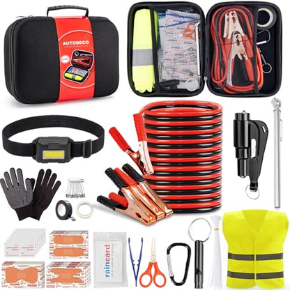 Car Roadside Emergency Kit, Portable Car Safety Kit Car Kits for Emergency, Black - color: Black