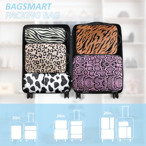 Travel Animal Skin Print Compression Packing Cubes Set - Slim-Fold Packing Organizers -Travel Essential Bag for Clothes Shoes Cosmetics Toiletry 7 Piece - color: Black-10