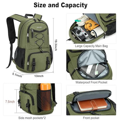 Nerlion Lightweight Foldable 35L Hiking Backpack Travel Backpack for Men Women Camping Waterproof Outdoor Hiking Daypack Backpack Green - color: Green