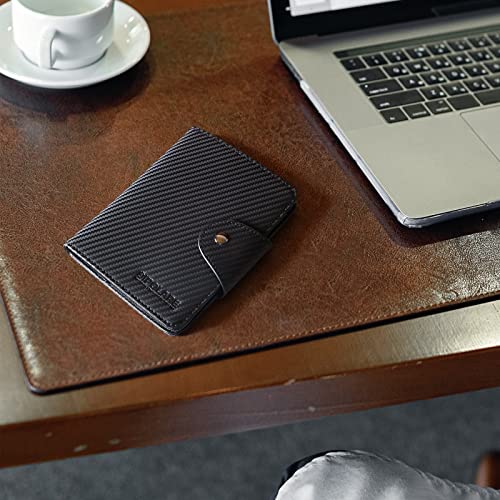 Polare Full Grain Leather Slim and Soft RFID Blocking wallet For Men Snap Bifold Travel Wallet Passport Holders 2 Passports (Carbon Black) - color: Carbon Black