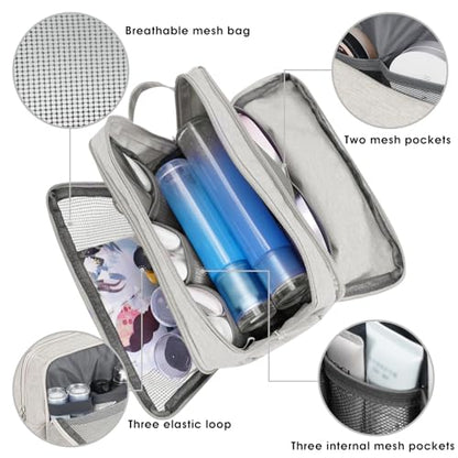 Toiletry Bag for Men Hanging Dopp Kit Water Resistant Shaving Bag Small Toiletry Bag for Traveling (Denim Pure Beige) - color: Denim Pure Beige