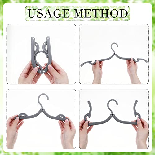 12 Pieces Folding Travel Hangers Foldable with Clips Portable Collapsible Coat Hanger Travel Drying Rack for Clothes, Gray - color: Gray