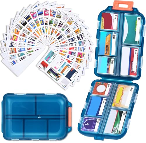 Travel Pill Organizer with 189 Medicine Labels, 10 Compartments Small Pill Case Compact and Portable Travel Pill Box for Airplane Car Purse Nurse Vacation Essentials (Green, 1 Pack) - color: Green, size: Standard