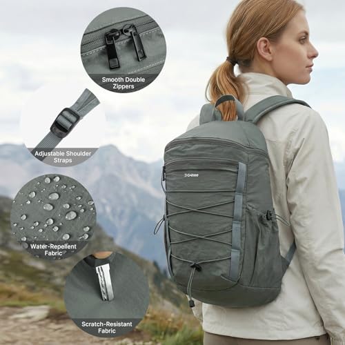 G4Free Hiking Backpack for Women Men 20L Lightweight Travel Backpacks Daypack Outdoor Daily Camping, Dark Gray-green - color: Dark Gray-green