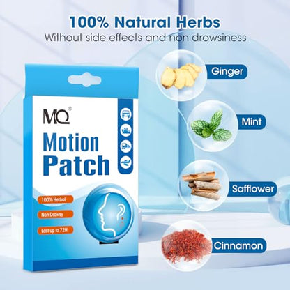 MQ Motion Sickness Patch,60 Count, Sea Sickness Patches Behind Ear for Cruise Ship Travel, Waterproof Car Sickness Patches Fast Acting & Long Last 72H - size: 60 Count (Pack of 2)