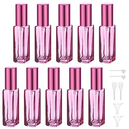 Segbeauty 10 Packs Glass Perfume Bottles - 10ML Empty Refillable Travel Atomizer, Small Spray Bottle With Fine Mist Sprayer, Portable Scent Pump for Fragrance Samples - color: Purple, style: Mini Bottle Set