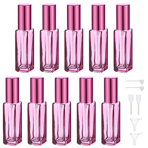 Segbeauty 10 Packs Glass Perfume Bottles - 10ML Empty Refillable Travel Atomizer, Small Spray Bottle With Fine Mist Sprayer, Portable Scent Pump for Fragrance Samples - color: Purple, style: Mini Bottle Set