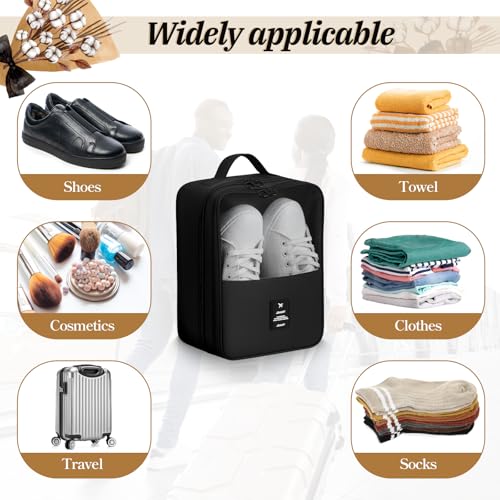 2 PCS Shoes Bags for Travel, Shoe Packing Cubes Holds 2 Pair of Slippers and 1 Pair of Sneakers Waterproof for Toiletries Visible Travel Luggage with Trolley Sleeve for Sport and Travel-Black