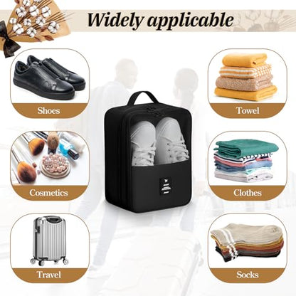 2 PCS Shoes Bags for Travel, Shoe Packing Cubes Holds 2 Pair of Slippers and 1 Pair of Sneakers Waterproof for Toiletries Visible Travel Luggage with Trolley Sleeve for Sport and Travel-Black