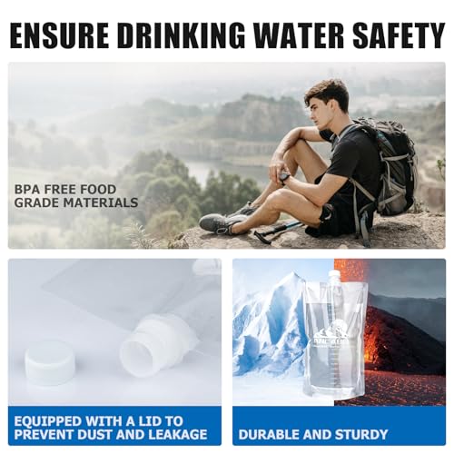 Ancable 64oz Collapsible Water Bottles, 3-Pack Reusable Travel Foldable Water Bottles for Hiking Camping Running Bike, BPA-Free Water Bottle - color: Clear x 3, size: 64 Ounces