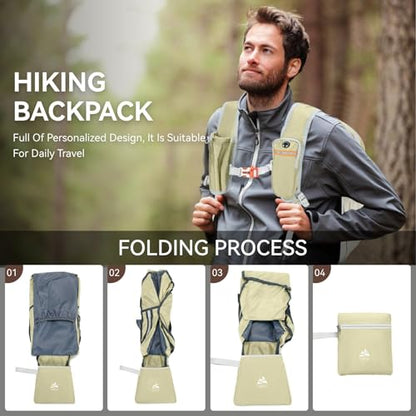 15L Small Hiking Backpack for Men Women Lightweight Packable Backpack Foldable Casual Daypack for Camping Travel Outdoor, Beige - color: Beige