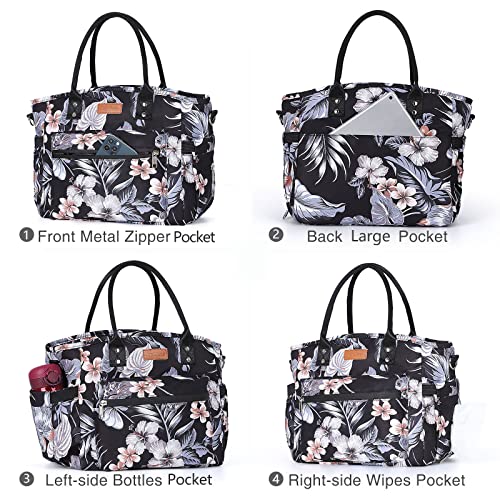 Insulated Lunch Bag for Women/Men,LeakProof Adult Lunch Box,Large Lunch Tote Bag with Removable Shoulder Strap,Portable Reusable Lunch Cooler Bag for Office Work Picnic Beach - color: Hibiscus