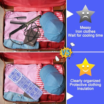 Shappy 2 Pcs Heat Resistant Hair Tools Bag Curling Iron Travel Case Cover Neoprene Flat Iron Holder Travel Case and Silicone Mat Pouch for Hot Hair Tools Storage Organizer(Elephant Style) - style: Elephant Style