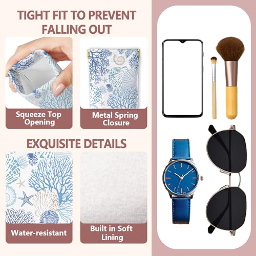 GLOBLELAND 2 Pcs Summer Soft PU Leather Glasses Bag for Sunglasses Watches Phones Makeup Brushes - color: Summer Ocean
