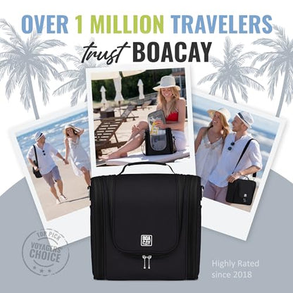 BOACAY Extra Large Hanging Travel Toiletry Bag for Women and Men, Makeup Bag - color: (X-Large) Sapphire Black - Gray Interior