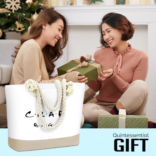 Fokongna Tote Bag For Women, Beach Bag Best Friend Travel Birthday Gifts, Travel Parties Vacation Shopping Essentials - color: Crap White