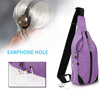 WATERFLY Tiny Crossbody Sling Backpack Anti Theft Backpack for Traveling Chest Shoulder Bag (Purple) - color: Purple (Small)