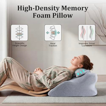 Ergonomic Contoured Support Pillow, Memory Foam Pillow, Multi-Functional Neck Back Waist Pillow for Bed Sleeping & Reading, with Removable Pillowcase Dark Gray - color: Light Grey