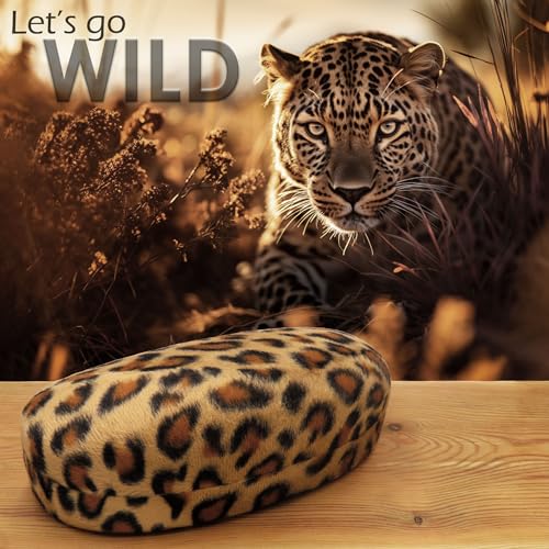 MyEyeglassCase Hard Sunglasses case - Women Glasses Case Holder - Large Durable Eyeglass Case Hard Shell with Pouch & Cloth - color: Leopard Animal Print