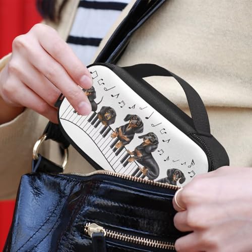 Dachshund Music Note Pattern Insulin Cooler Travel Case Portable Diabetic Care Organizers, Insulin Storage Bag for Diabetic Supplies Organizer for Trip and Daily Use - color: Dachshund Music Note