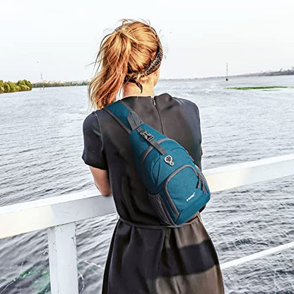 G4Free RFID Sling Bag Crossbody Backpack Small Chest Shoulder Bag Hiking Outdoor - color: Teal Blue