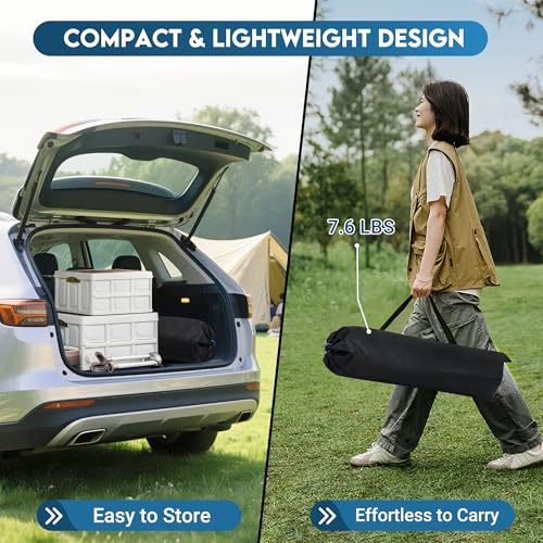 LOFTEY Folding Camping Table, Adjustable Height Aluminum Camp Table with Roll Up Top, Lightweight with Carry Bag, Portable for Camping, Backyard BBQ, Tailgating, 37.4" L x 21.7" W x 32" H, Black