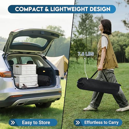 LOFTEY Folding Camping Table, Adjustable Height Aluminum Camp Table with Roll Up Top, Lightweight with Carry Bag, Portable for Camping, Backyard BBQ, Tailgating, 37.4" L x 21.7" W x 32" H, Black